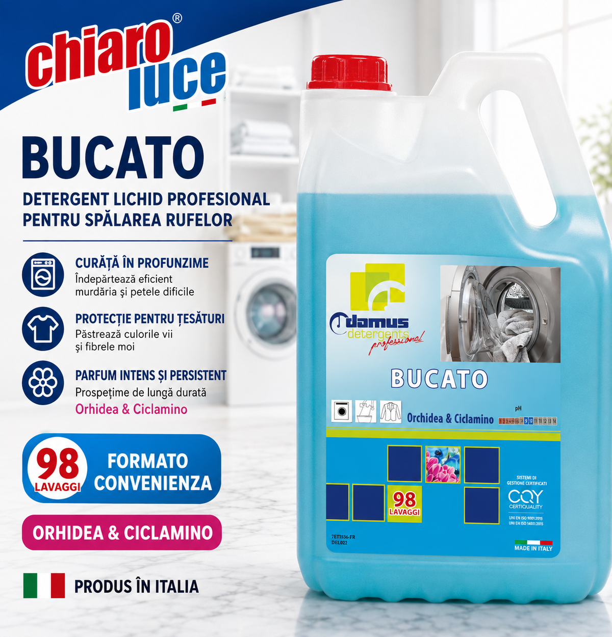 Detergent lichid pentru rufe Chiaro Luce Lavatrice – Orhideea &Ciclamino 4,9L