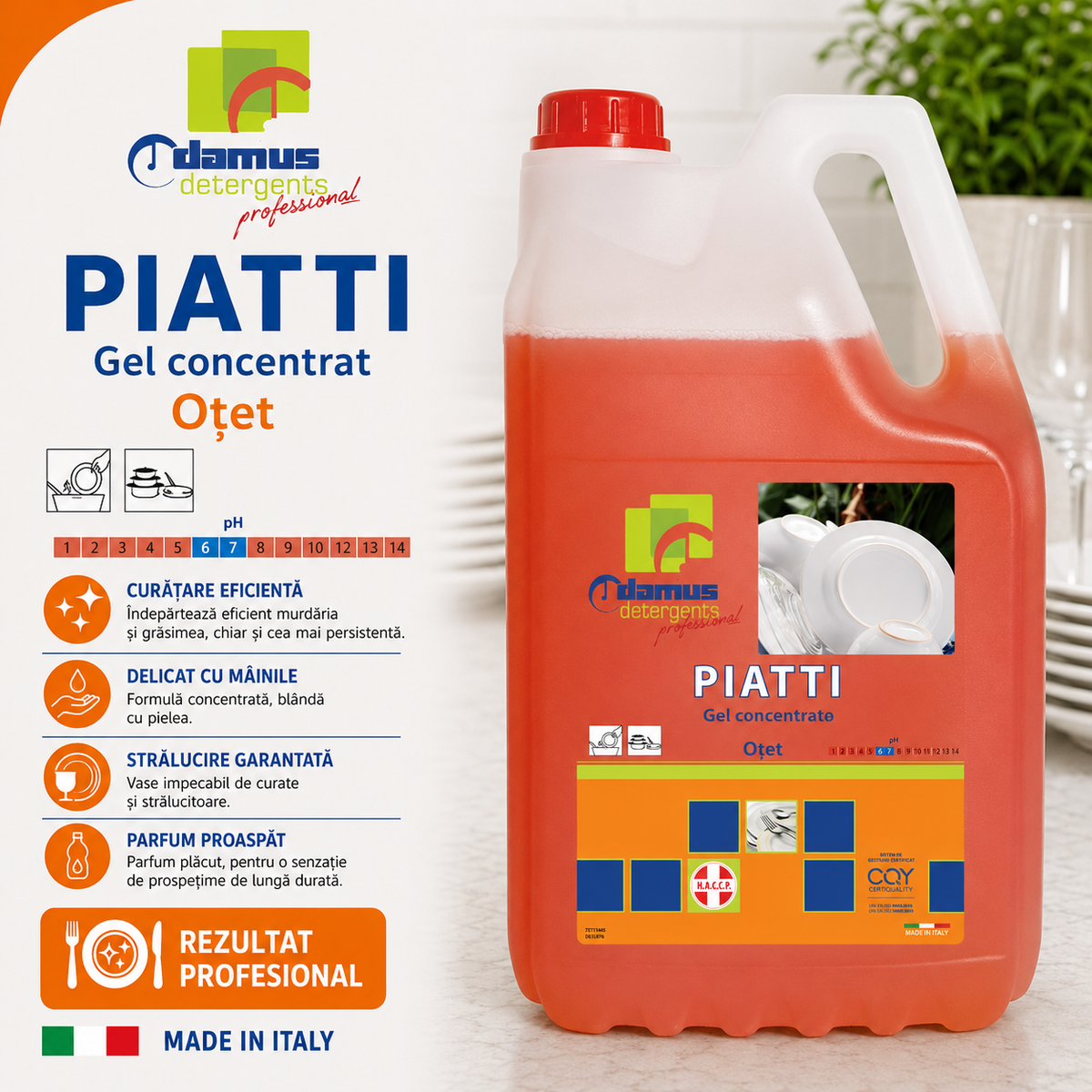 Detergent concentrat pentru vase Chiaro Luce Piatti – Oțet, 5 kg