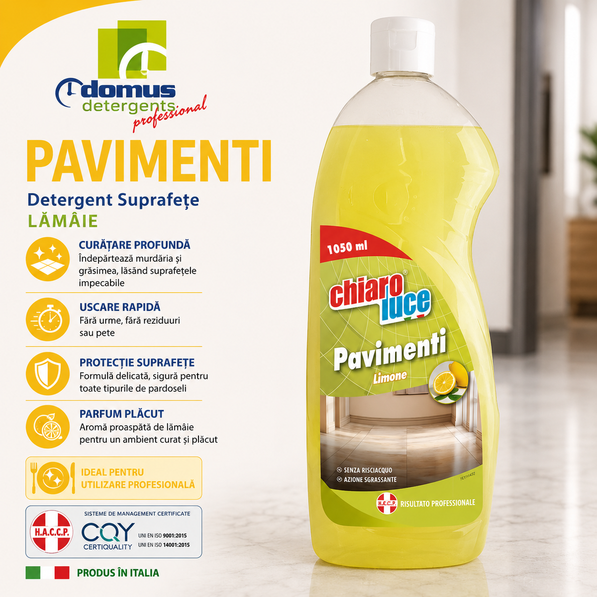 Detergent profesional pentru pardoseli Chiaro Luce Pavimenti – Citrice, 1L