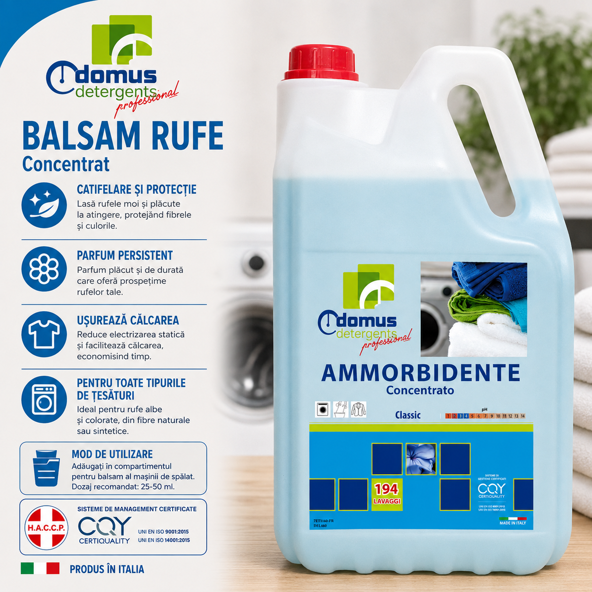 Balsam profesional pentru rufe Chiaro Luce Ammorbidente Classic – 5 kg
