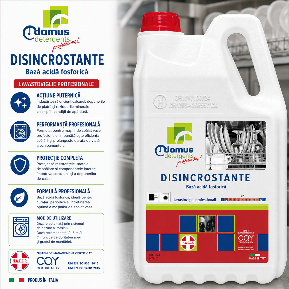 Detergent profesional pentru mașini de spălat vase Chiaro Luce Disincrostante – 5 kg