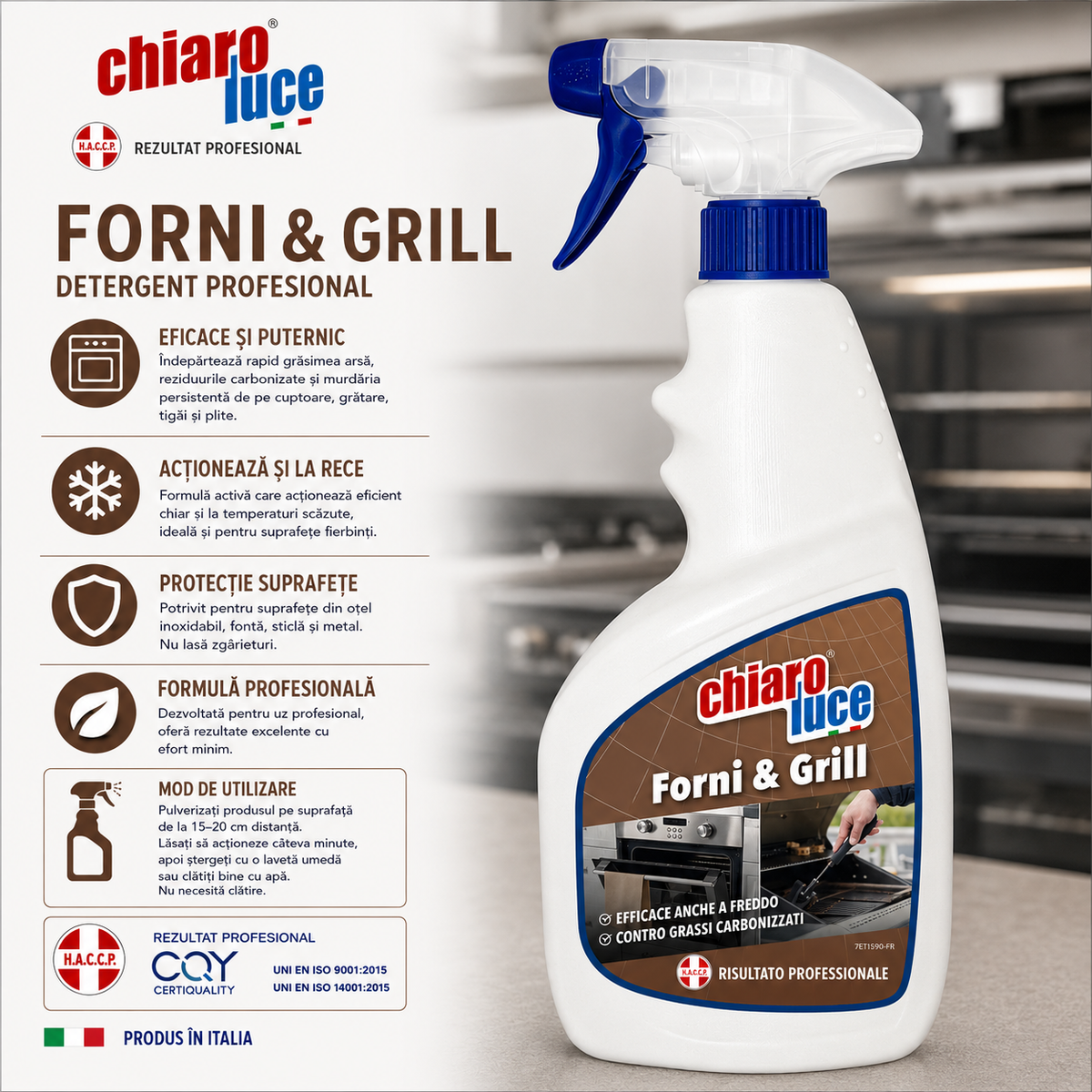 Degresant profesional pentru cuptoare și grătare Chiaro Luce Forni & Grill – 750 ml