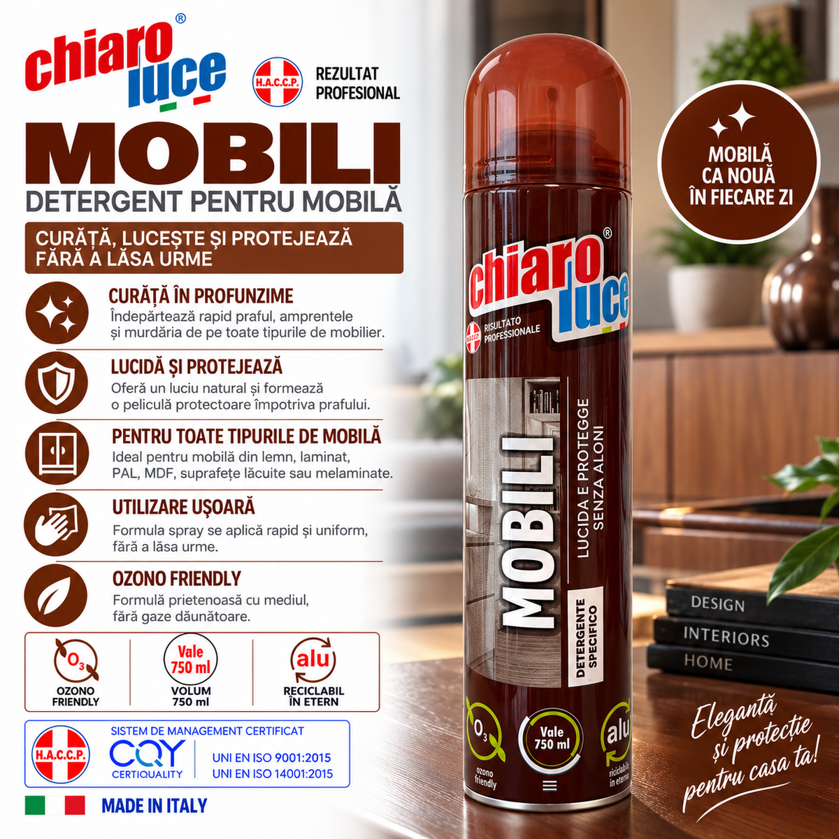 Detergent pentru mobilă Chiaro Luce Mobili – 750 ml