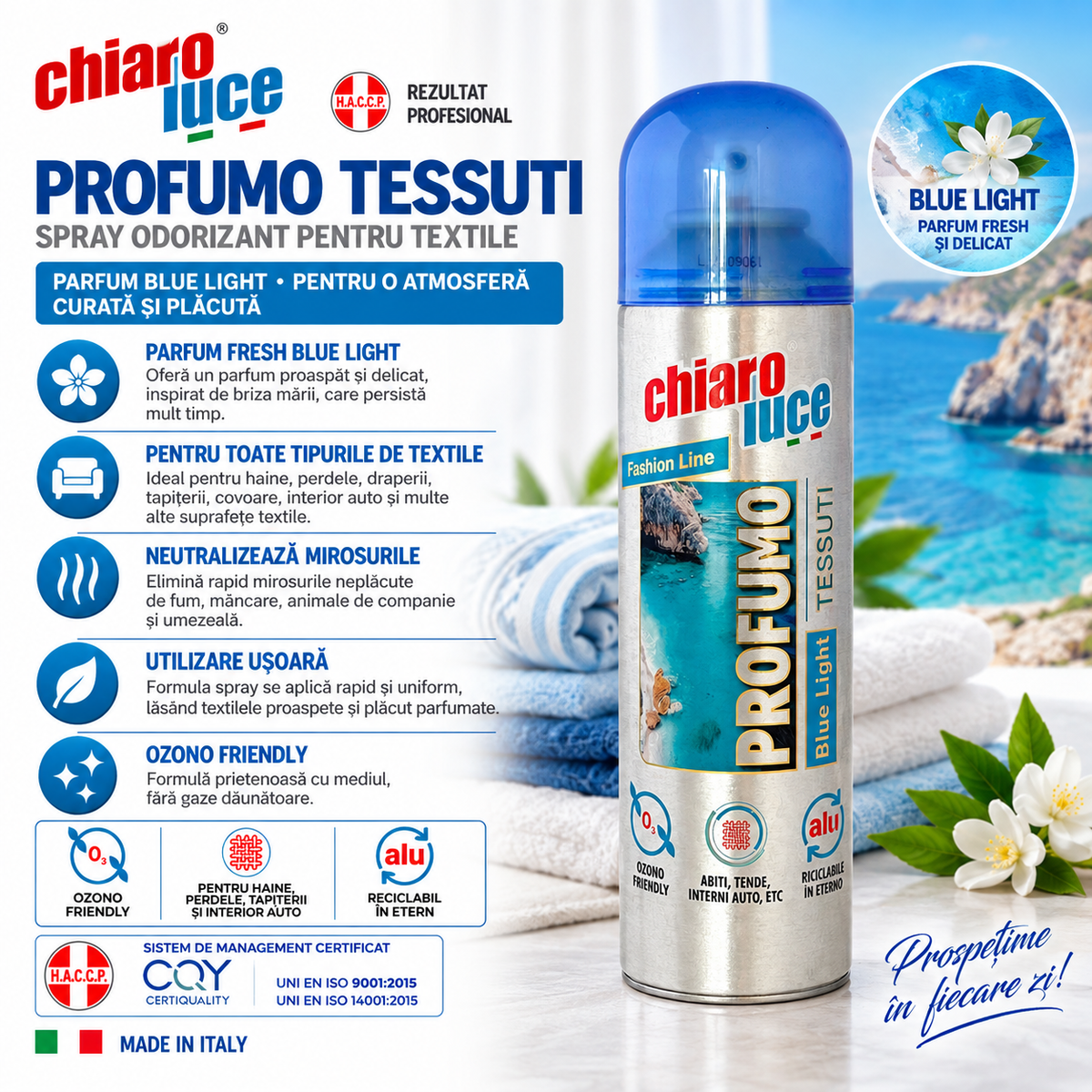 Parfum pentru textile Chiaro Luce Profumo Tessuti Blue Light 200ml