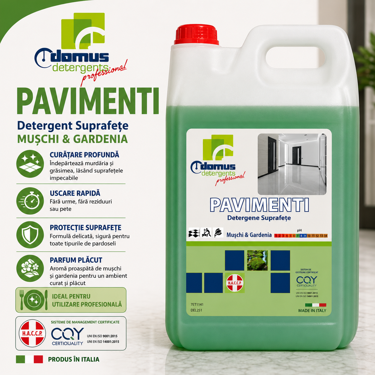 Detergent profesional pentru pardoseli Chiaro Luce Pavimenti – Muschio &amp; Gardenia, 5 kg
