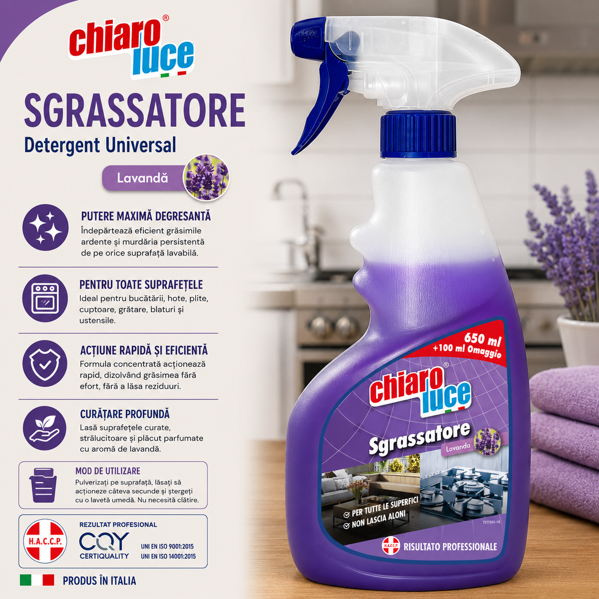 Degresant universal Chiaro Luce Sgrassatore Lavanda – 650 ml