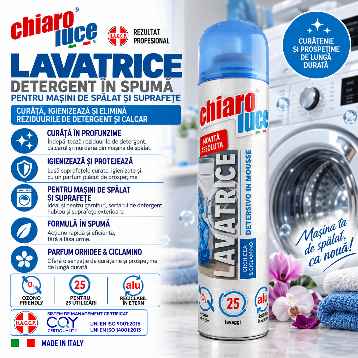 Detergent pentru mașina de spălat Chiaro Luce Lavatrice – Orhidee & Ciclamen 300ml
