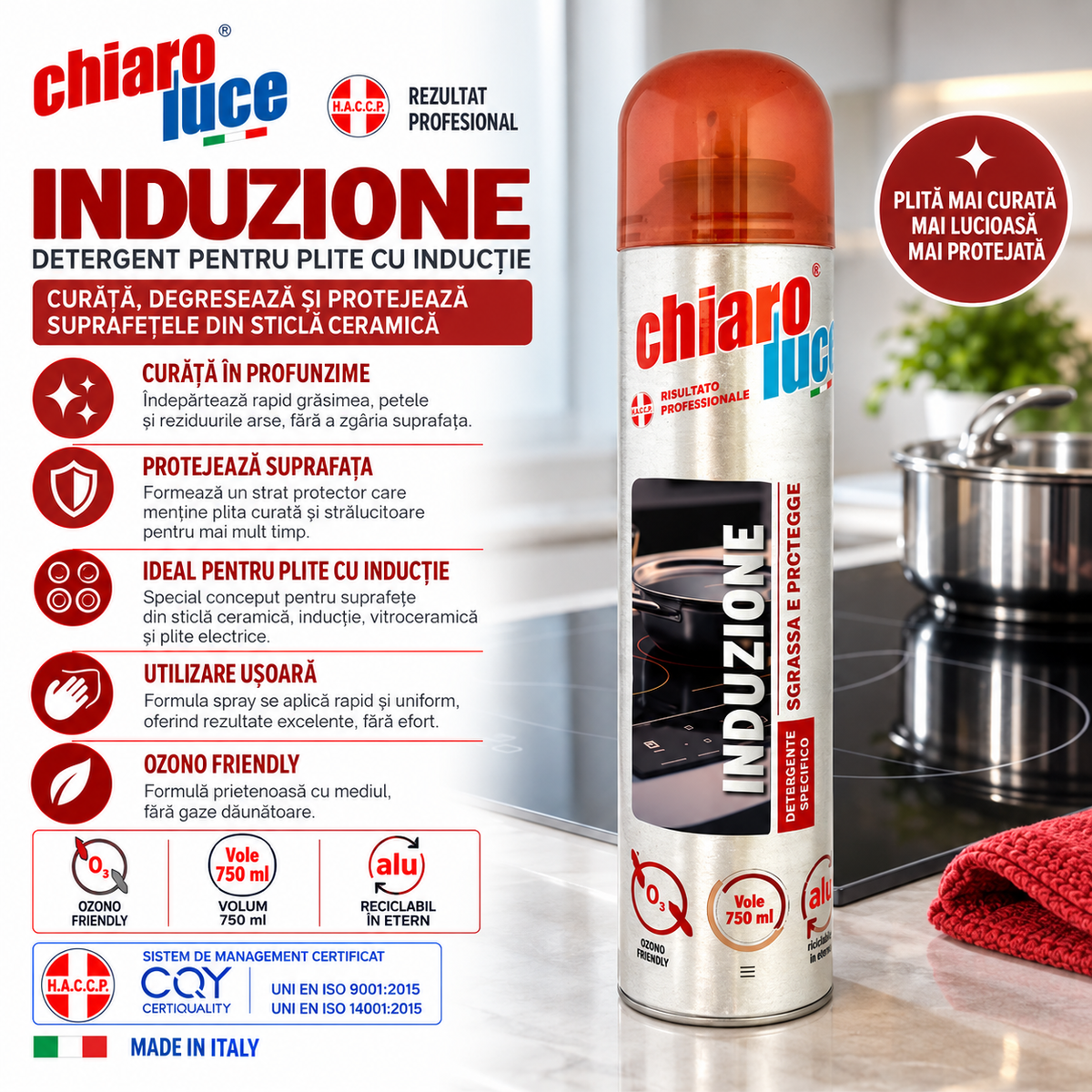 Detergent pentru plite cu inducție Chiaro Luce Induzione – 300 ml