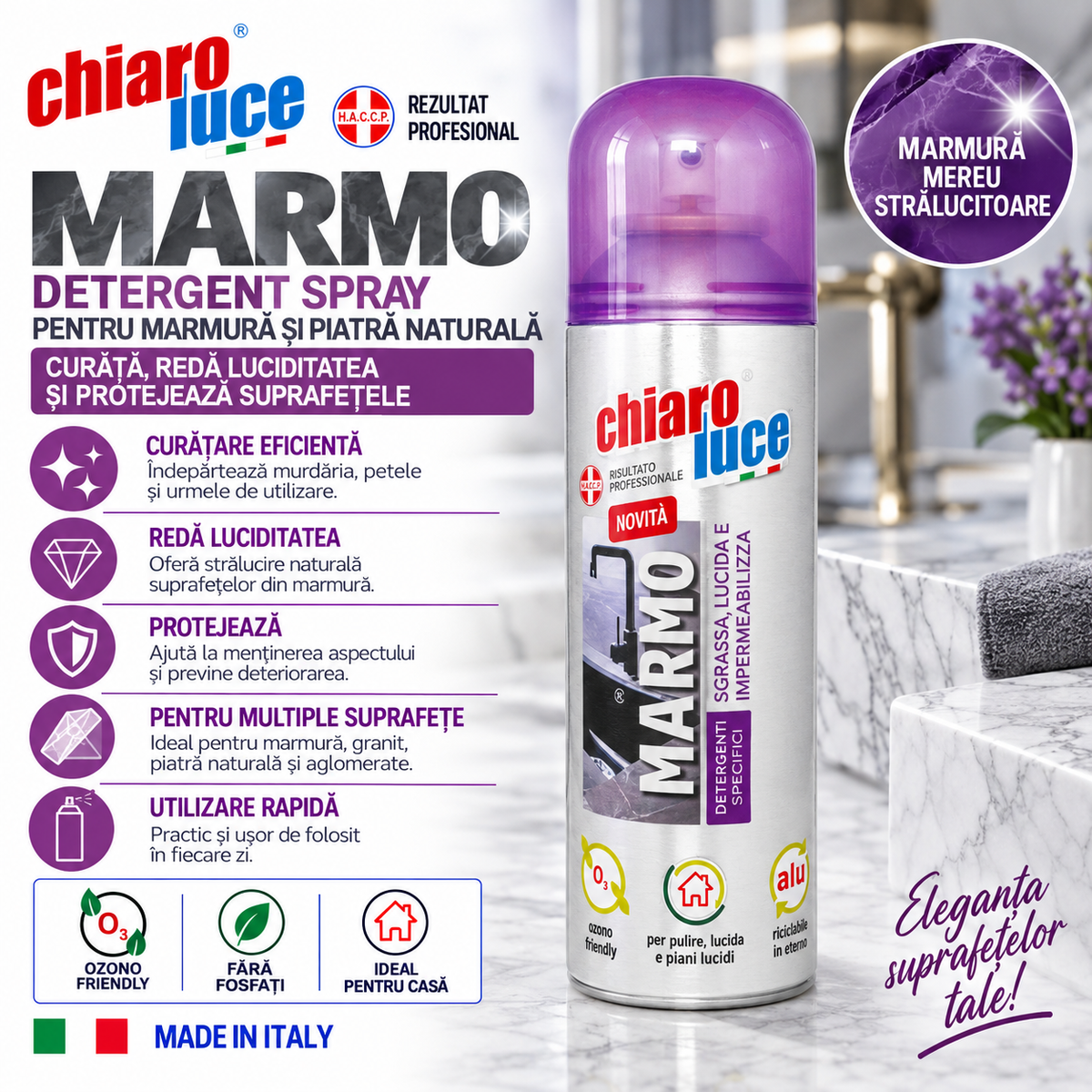 Detergent special pentru marmură Chiaro Luce Marmo – 200 ml
