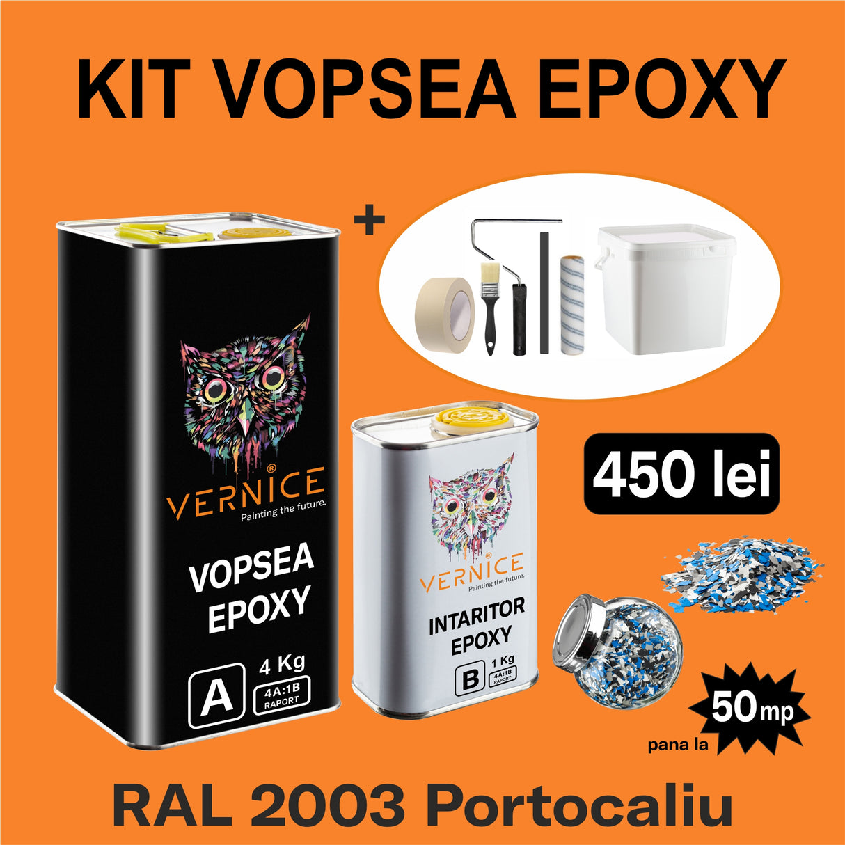 KIT VOPSEA EPOXY 5KG PORTOCALIU RAL 2003
