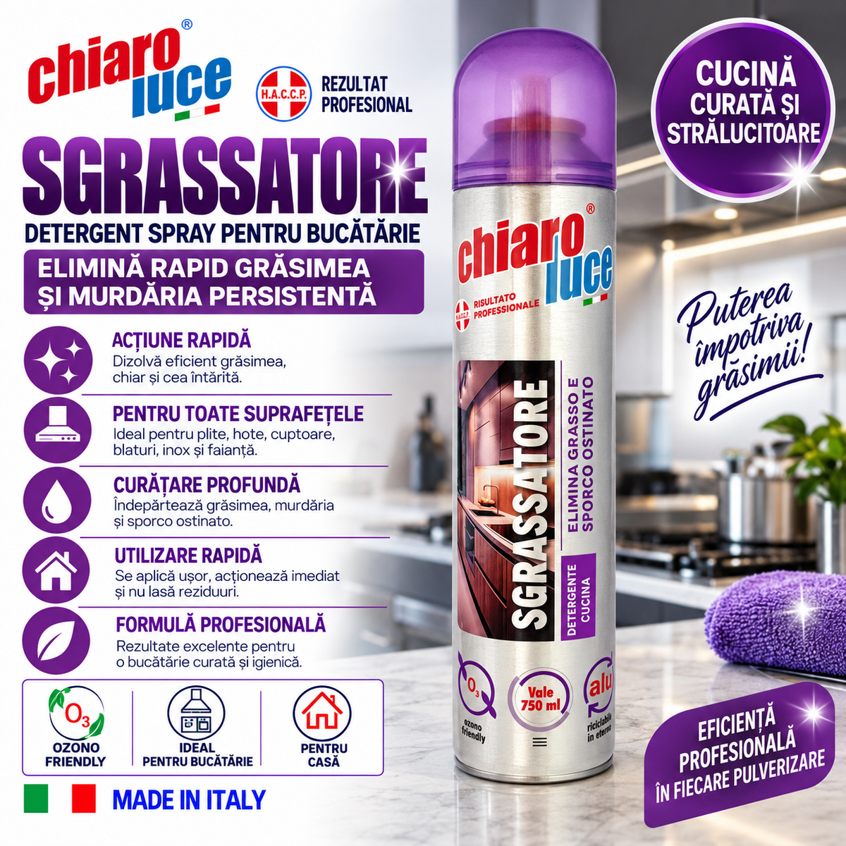Degresant profesional pentru bucătărie Chiaro Luce Sgrassatore – 300 ml