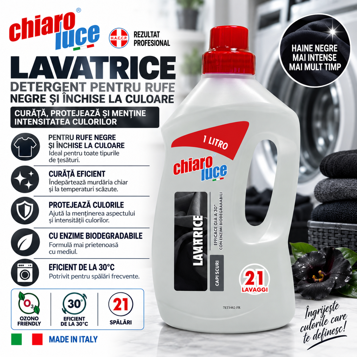 Detergent pentru rufe negre și închise la culoare Chiaro Luce Lavatrice Capi Scuri – 1 L