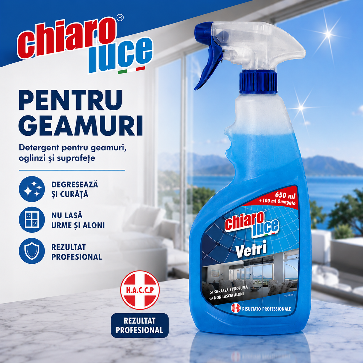 Chiaro Luce Vetri – Detergent pentru geamuri și oglinzi 750 ml